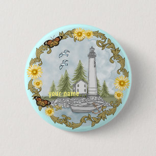 Florales Alabama Leuchtturm Pin-Button Button