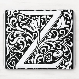 Florales Alphabet Monogramm Buchstabe Z Mousepad