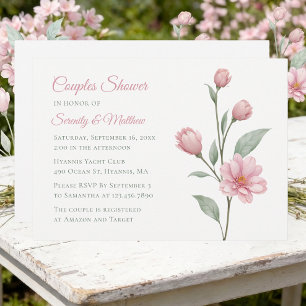 Florales Aquarell Dusty Rose Salbei Paare Dusche Einladung