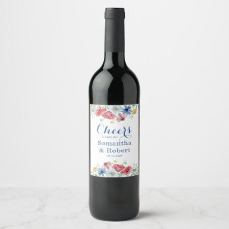 Florales Aquarell-Etikettenset für Lebensmittel un Weinetikett