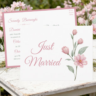 Florales Aquarell Rosa Salbei Gerade Verheiratet H Ankündigungspostkarte