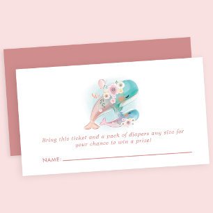 Florales Aquarell-Wal-Baby-Party-Windel-Raffle Begleitkarte