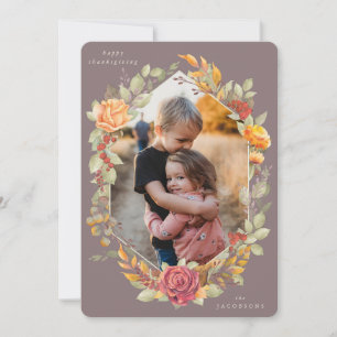 Florales automnales Mauve Thanksgiving Carte photo