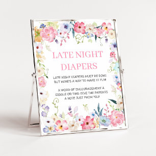 Florales Baby-in-Blüte-Schild für Windeln bei näch Poster