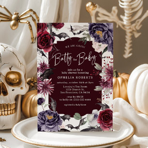 Florales Batty für Baby Halloween-Baby-Party Einladung