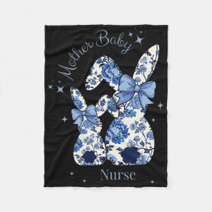 Florales Blaue Kokette Schleife Bunny Ostern Mutte Fleecedecke
