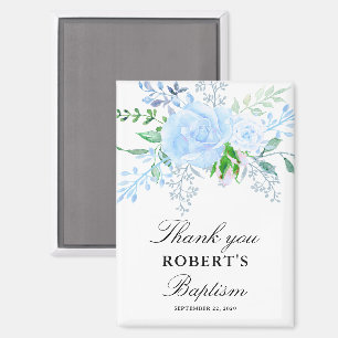 Florales blaues Jungen-Taufgeschenk Magnet