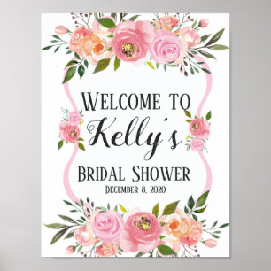florales Blumenschild zur Begrüßung auf der Brautp Poster