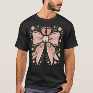 Florales Bogen Babyfüße Ob Krankenschwester Hebamm T-Shirt