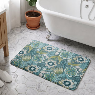 Florales Boho-Botanikmuster Badematte