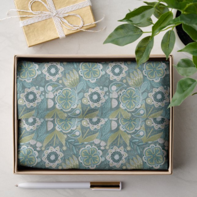 Florales Boho-Botanikmuster Seidenpapier (Geschenk)