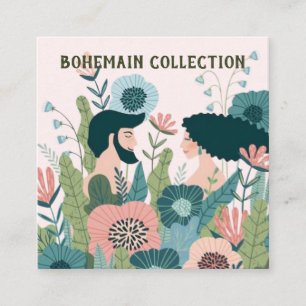Florales Boho-Muster-Illustration Displaykarte Quadratische Visitenkarte