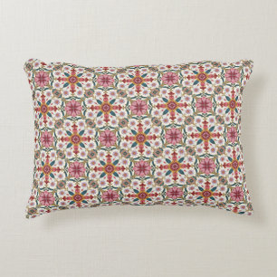 Florales Boho-Muster in Rot, Pink & Türkis Dekokissen