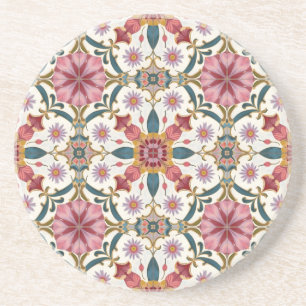 Florales Boho-Muster in Rot, Pink & Türkis Getränkeuntersetzer