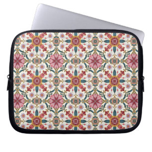Florales Boho-Muster in Rot, Pink & Türkis Laptopschutzhülle