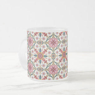 Florales Boho-Muster in Rot, Pink & Türkis Mattglastasse