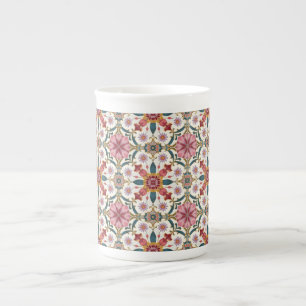Florales Boho-Muster in Rot, Pink & Türkis Prozellantasse