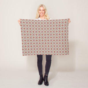 Florales Boho-Muster in Rot, Pink und Türkis Fleecedecke