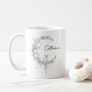 Florales botanisches Monogramm   Benutzerdefiniert Kaffeetasse