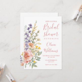 Florales Brautbad Modernes Wildblumen-Design Einladung