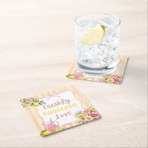 Florales Brautjungfernabschied mit frisch gepresst Rechteckiger Pappuntersetzer