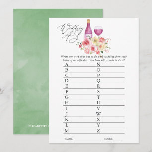 Florales Brautparty-Weinverkostung A-Z-Spiel Einladung