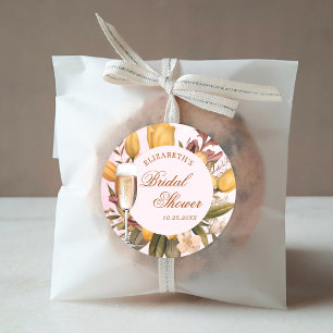 Florales Brunch und prickelndes Brautbad Runder Aufkleber