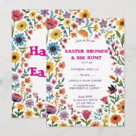 Florales bunte Oster-BRUNCH & JAGD Einladung