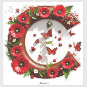🌸 Florales C für persönliche Namensdekoration 🐞 Aufkleber