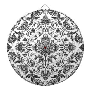 Florales Chinoiserie Schwarz-Weiß-Aquarell Dartscheibe
