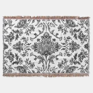 Florales Chinoiserie Schwarz-Weiß-Aquarell Decke