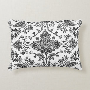 Florales Chinoiserie Schwarz-Weiß-Aquarell Dekokissen
