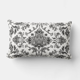 Florales Chinoiserie Schwarz-Weiß-Aquarell Lendenkissen