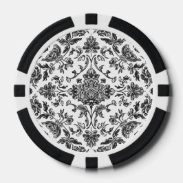 Florales Chinoiserie Schwarz-Weiß-Aquarell Pokerchips