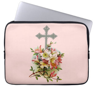 Florales christliches Kreuz Laptopschutzhülle