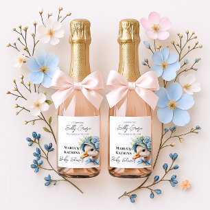 Florales Coquette-Schleifen-Babyshower für einen a Weinetikett
