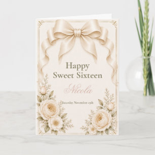 Florales Coquette-Schleifen Sweet Sixteen Karte