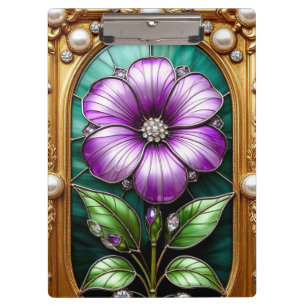 Florales Design im goldenen Rahmen Klemmbrett