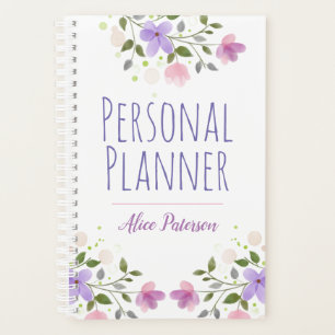 Florales Design mit Namen des Besitzers persönlich Planer