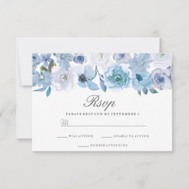 Florales d'hiver : Elégant mariage bleu blanc RSVP