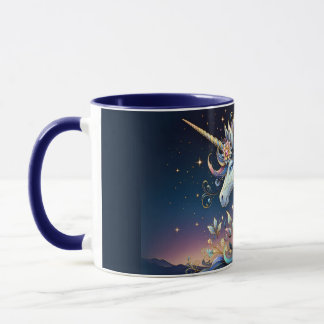 Florales Einhorn Nacht Fantasy Tasse