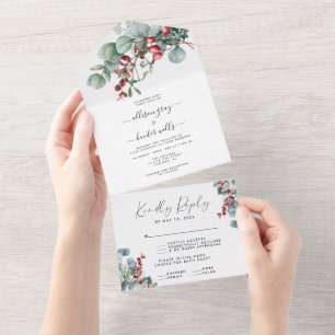 Florales Einladungsset für die Hochzeit All In One Einladung