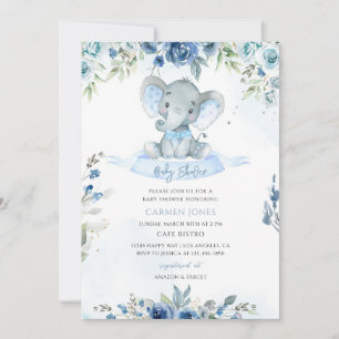 Florales Elefant-Baby-Shower Einladung