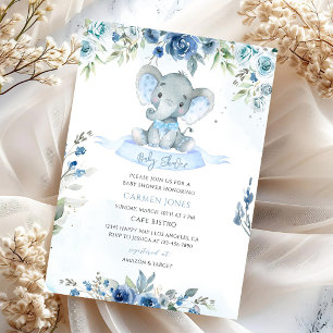 Florales Elefant-Baby-Shower Einladung