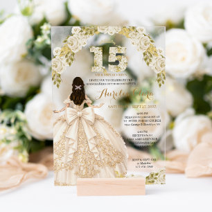 Florales Elfenbein Prinzessinnen Kleid Kokette Qui Acryleinladungen