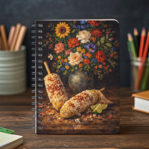 Florales Elote Stilleben   Monogramm Notizblock
