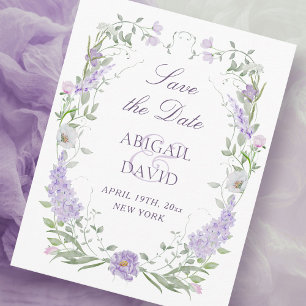Florales Flieder-Lavendel-Rahmen Hochzeit Termin v Save The Date