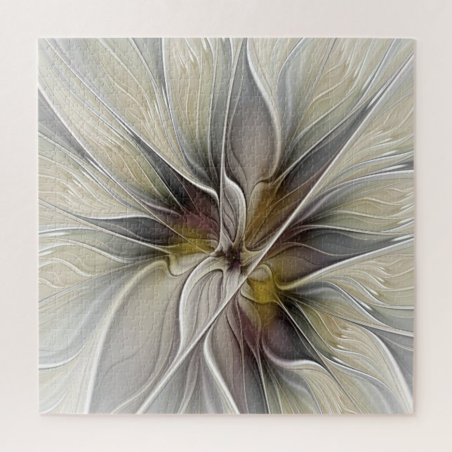 Florales Fraktal, Fantasieblume mit Erdtönen (Vertikal)