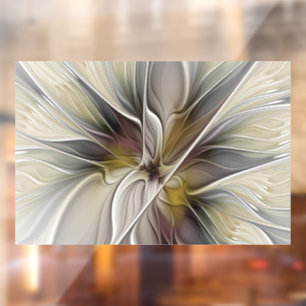 Florales Fraktal, Fantasieblume mit Erdtönen Fensteraufkleber
