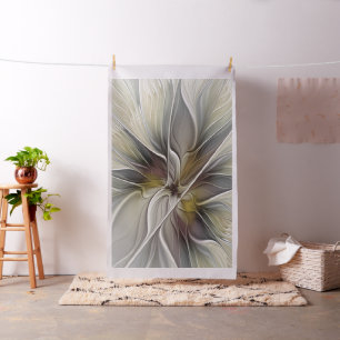 Florales Fraktal, Fantasieblume mit Erdtönen Stoff